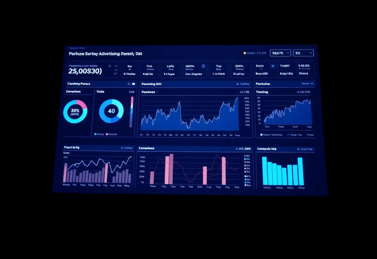 Advertising performance dashboard with campaign charts and analytics